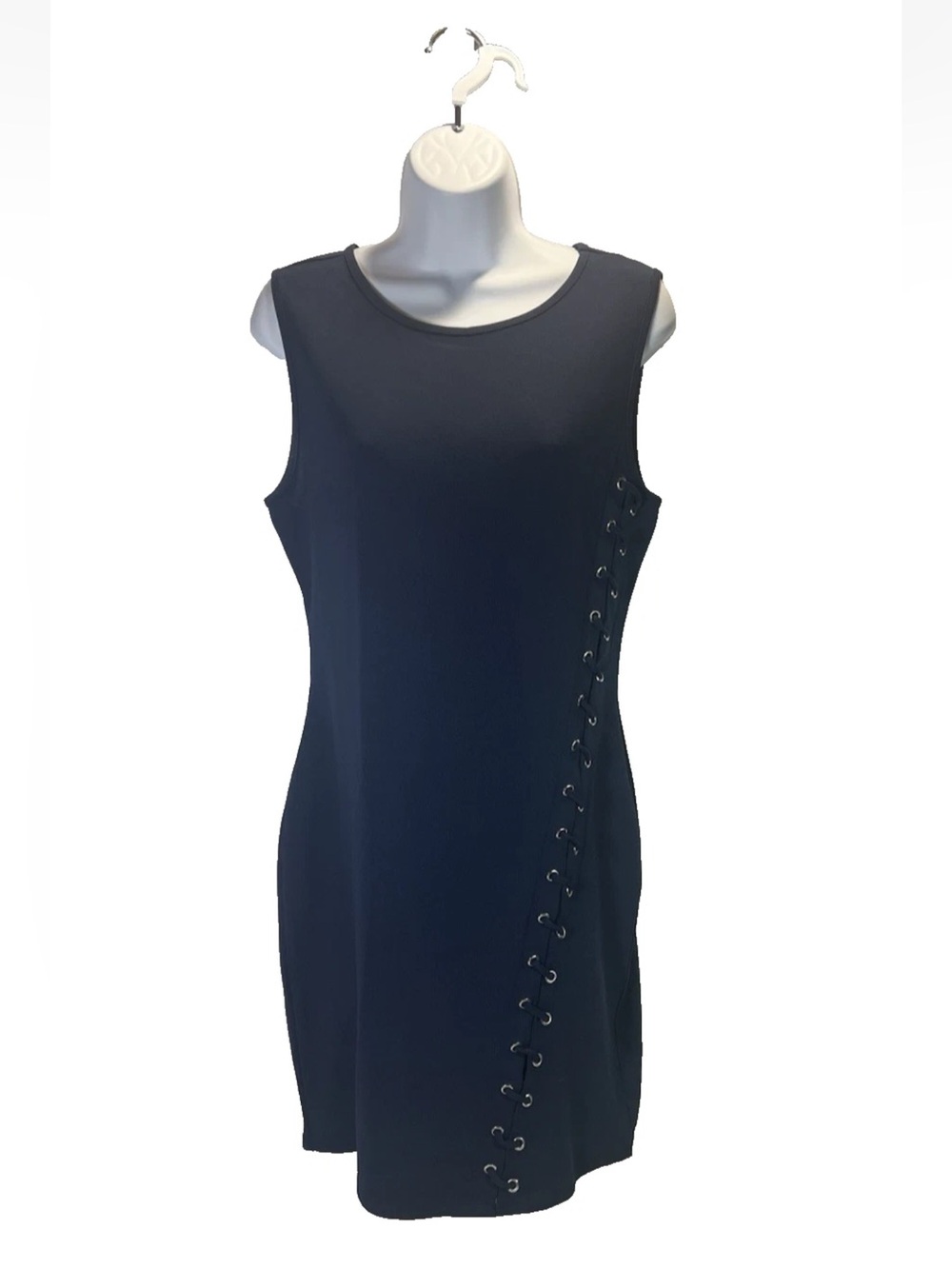 Venus Navy Blue Side Lace-Up Bodycon Mini Dress Size Medium